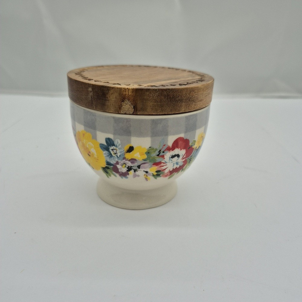 Pioneer Woman Salt Cellar Sweet Romance Stoneware Cottage Core Sugar Bowl Floral